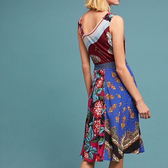 ANTHROPOLOGIE Moulinette Soeurs Size US 2 Asymmetrical Mixed Print Dress - Picture 2 of 8